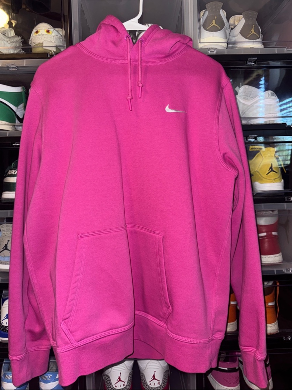 Nike Men’s Hot Pink Crewneck Pullover Hoodie